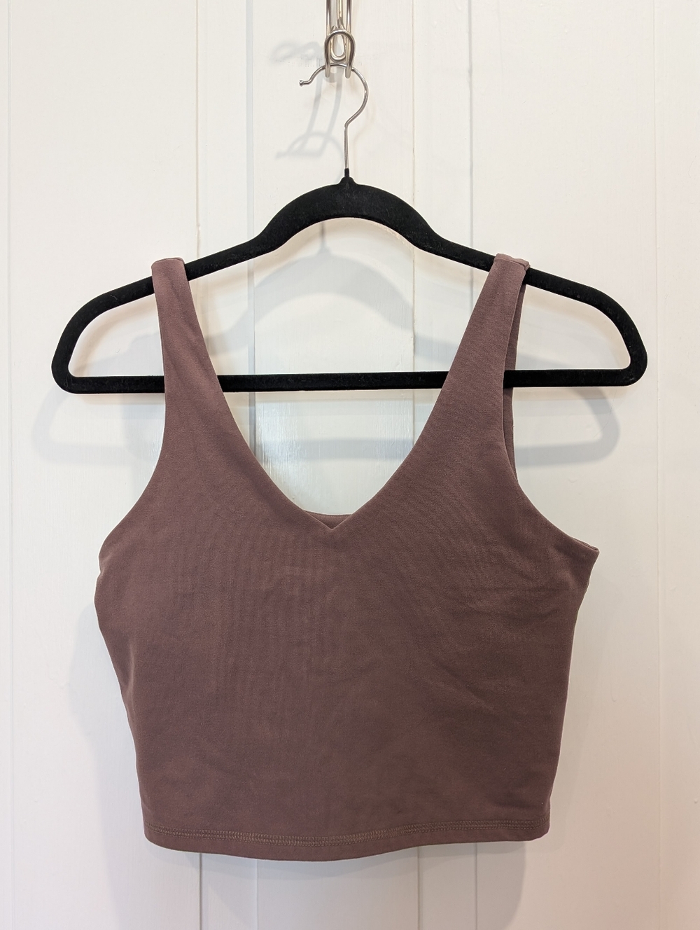 Abercrombie & Fitch Soft A&F V-Neck Cropped Tank Top Mocha Brown | Small